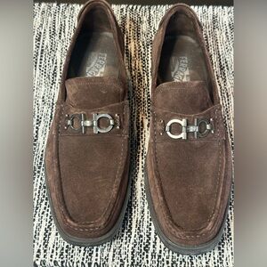 Men's SALVATORE FERRAGAMO 'Master' Brown Suede Loafers Size 9.5.